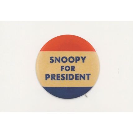 Snoopy For President US Elections Charlie Brown Button Badge Postcard