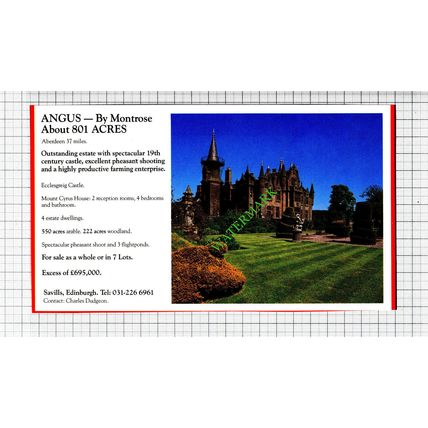Ecclesgreig Castle Montrose / Woodnewton Northants Sale Advert - 1988 Cutting