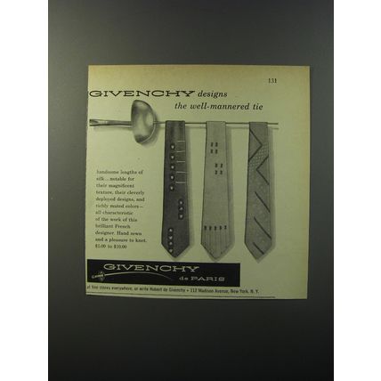 1953 Givenchy Ties Advertisement - Givenchy designs the well-mannered tie