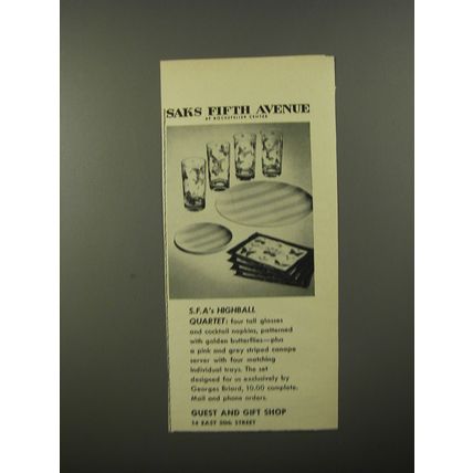 1954 Saks Fifth Avenue Highball Quartet Advertisement