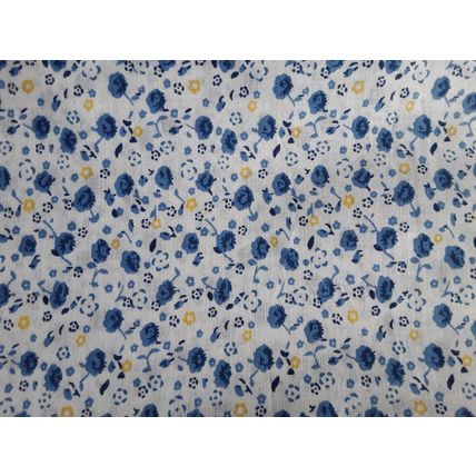 White, blue, yellow floral cotton fabric square 48cms x 48cms