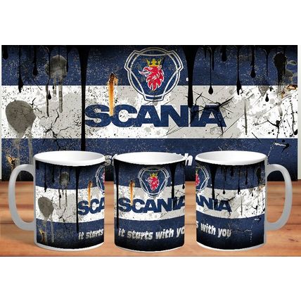 Vintage Distressed Scania Oil Can Mug Retro Coffee Cup / Perfect Gift