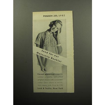 1957 Lord & Taylor Maternity Fashion Advertisement - Casual Planning