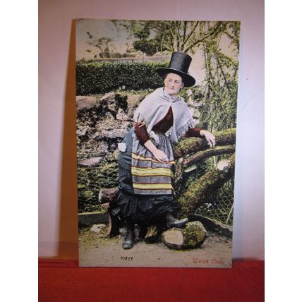 WELSH LADY unused antique postcard by Valentine =
