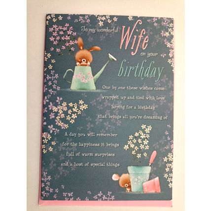 'TO MY WONDERFUL WIFE ON YOUR BIRTHDAY' - BIRTHDAY CARD GREETING CARD