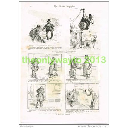 A FOOLISH FREAK...., CARTOON HUMOUR, BOOK-PLATE/PRINT c1895