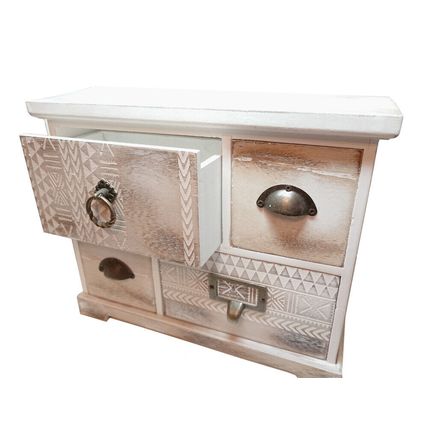 Vintage Style Wooden Storage Box Jewellery Trinket Drawers Antique Handles