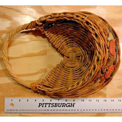 Vintage 15" x 10" Food Storage Basket Wooden Woven Wall Hanging Harvest Design
