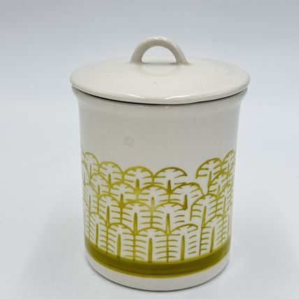 Anthropologie Nature Table Canister Lidded Jar Ceramic Yellow 4.5”