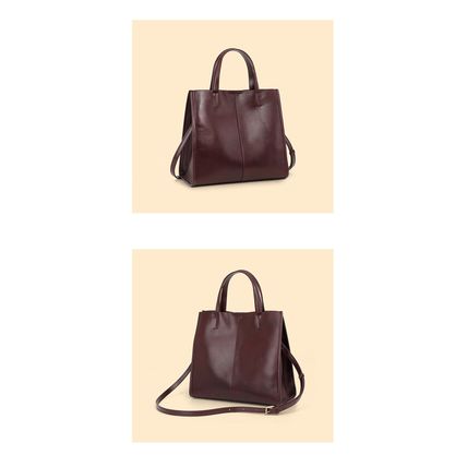 Women Genuine Leather Handbag Brown