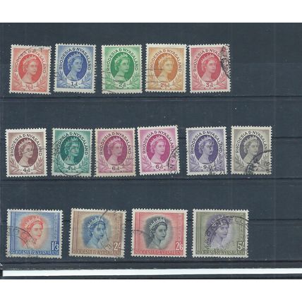 Rhodesia & Nyasaland Stamps 1954 QEII definitive series to 5s used (L571)