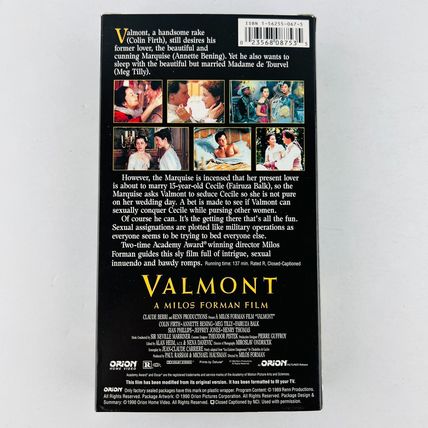 Valmont - A Milos Forman Film VHS Video Tape