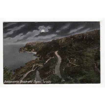 Babbacombe Beach and Slopes Torquay Moonlight Postcard Devon