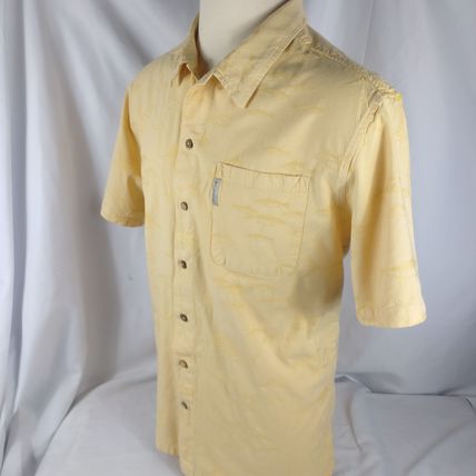 Columbia River Lodge Mens Short Sleeve Yellow "Fish" Shirt Sz XL