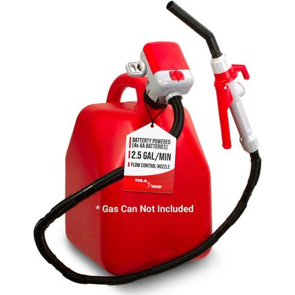 TERA PUMP TRFA02-MTX Fuel Transfer Pump (2.5 GPM), 4-AA Battery Powered Gas Can