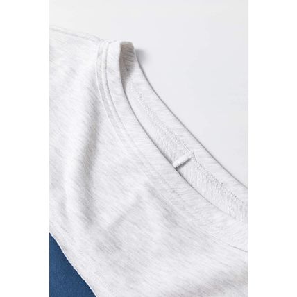 Sail Blue Colorblock Striped Patchwork Raw Seamed Sweatshirt
