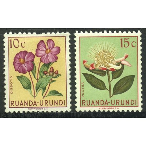 Ruanda 1953 - SG175/6 - 10c & 15c multi - Flowers - MH