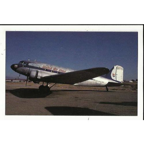 Aviation UNITED AIR LINES DC-3A Postcard by Mary Jayne (MJ1034)