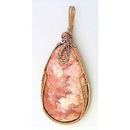 Crazy Lace Jasper Bronze Wire Wrap Gemstone Pendant 22