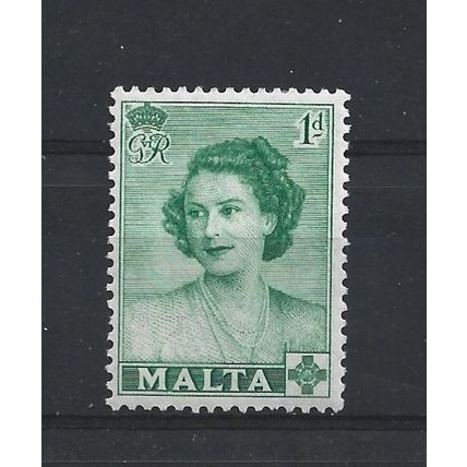 Malta.SG255 1d Queen Elizabeth when Princess (Green).Mounted Mint.Apr25e