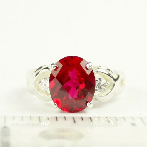 Created Ruby, 925 Sterling Silver Ladies Ring, SR243