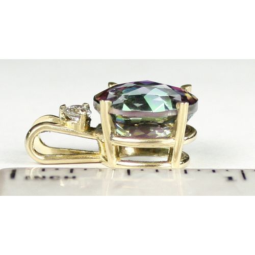 Mystic Fire Topaz, 14KY Gold Pendant, P022