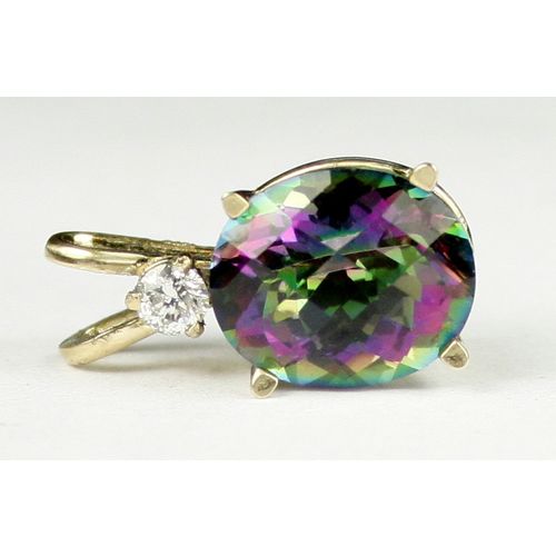 Mystic Fire Topaz, 14KY Gold Pendant, P022