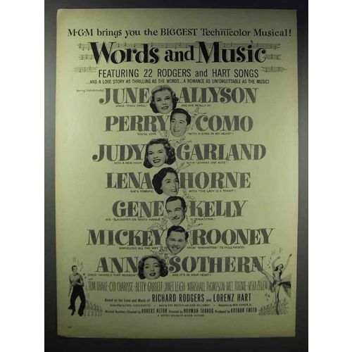 1948 Words and Music Movie Ad - Perry Como Judy Garland