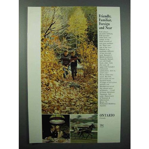 1967 Ontario Canada Tourism Ad - Friendly, Familiar