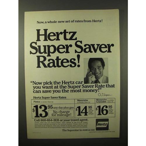 1975 Hertz Rent-A-Car Ad - O.J. Simpson - Super Saver