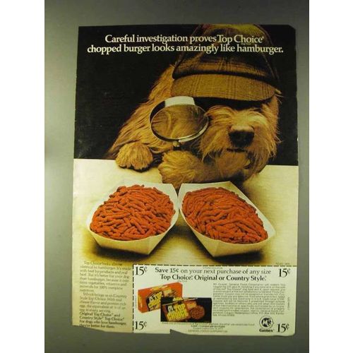 1976 Gaines Top Choice Dog Food Ad - Investigation