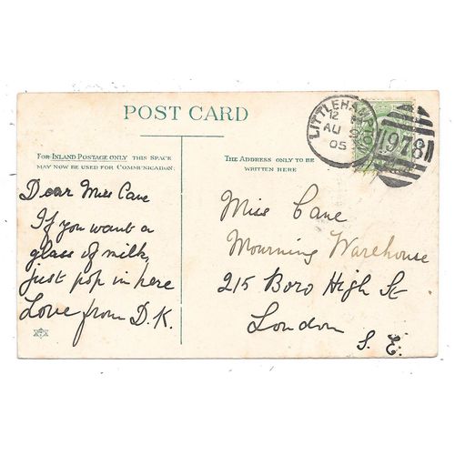 DUKE OF NORFOLK'S DAIRY ARUNDEL SUSSEX LITTLEHAMPTON DUPLEX POSTMARK 1905 (1929)