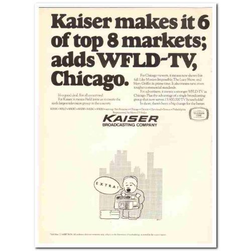 WFLD-TV 1973 Chicago IL Kaiser Broadcasting Company media vintage ad