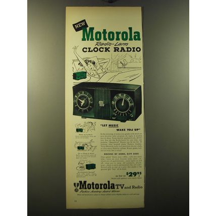 1950 Motorola Radio-Larm Clock Radio Advertisement