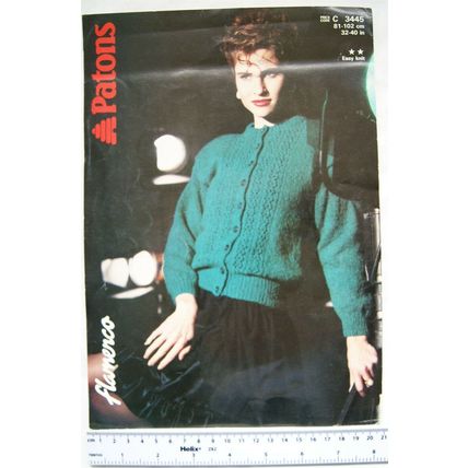 1988 Patons 3445 cardigan, flamenco, easy knit