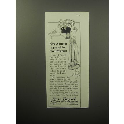 1920 Lane Bryant Clothes Ad - New Autumn apparel for Stout Women