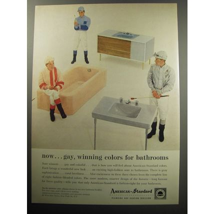 1957 American-Standard Bath fixtures Ad - Now.. gay, winning colors