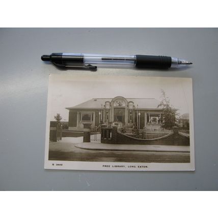 Early WHS real photo Postcard - Free Library, Long Eaton - Erewash, Derbyshire