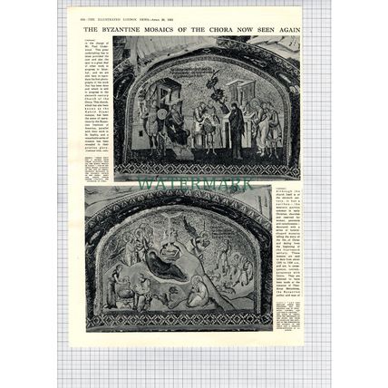 Church Of The Chora Constantinople Istanbul Byzantine Mosaics - 1951 Article
