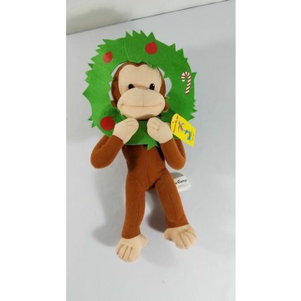 CURIOUS GEORGE WITH HIS CHRISTMAS WREATH kellytoy 2006