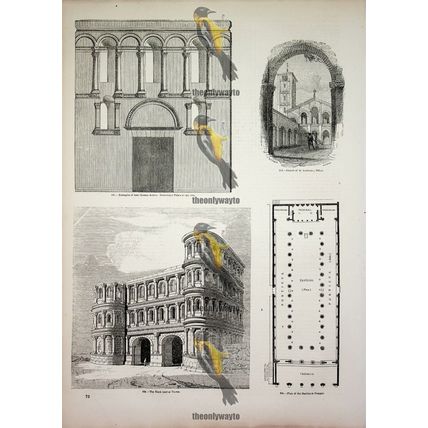 Black Gate, Treves; St Ambrosio Milan, Architecture, Book Illustration, 1850