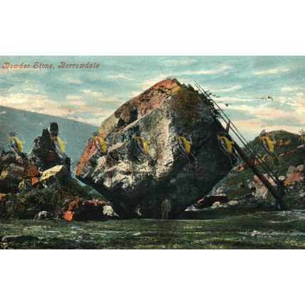 Bowder Stone, Borrowdale, Cumbria, Valentines Series, Postcard, 1900s