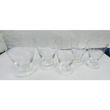 Crystal Juice Glass Goblet Set of 5 Glasses Vintage - 3 3/4"