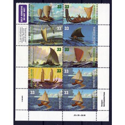 Marshall Islands Stamps 698a MNH Self-Adhesive Canoes Boats ZAYIX 1024M0149M