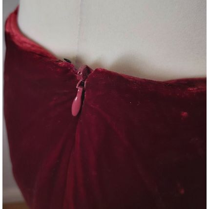 Kaliko red velvet silk suit 3 piece maxi skirt jacket top full length christmas