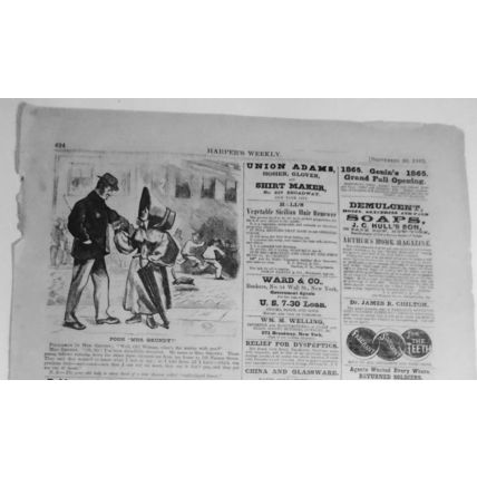 Poor "Mrs. Grundy" .. original cartoon in Harper's Weekly September 30, 1865