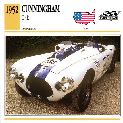 Collectors Club card. Classic Cars. Cunningham C-4R racing car