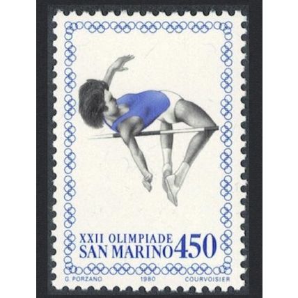 San Marino High Jump Olympic Games Moscow 450L Key Value 1980 MNH SG#1150
