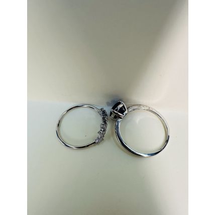 Bomb Party Sz10 Revealed BP Ring RBP Navy Blue 2Pc 925 Sterling Silver Band Set