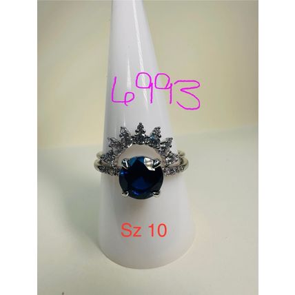 Bomb Party Sz10 Revealed BP Ring RBP Navy Blue 2Pc 925 Sterling Silver Band Set
